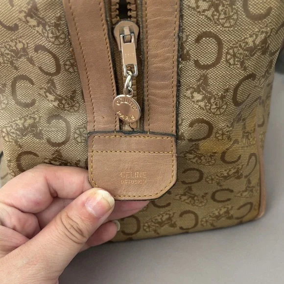 CELINE Horse Carriage Logo Brown Satchel Top Handle Bag for Women - Picture 3 of 4